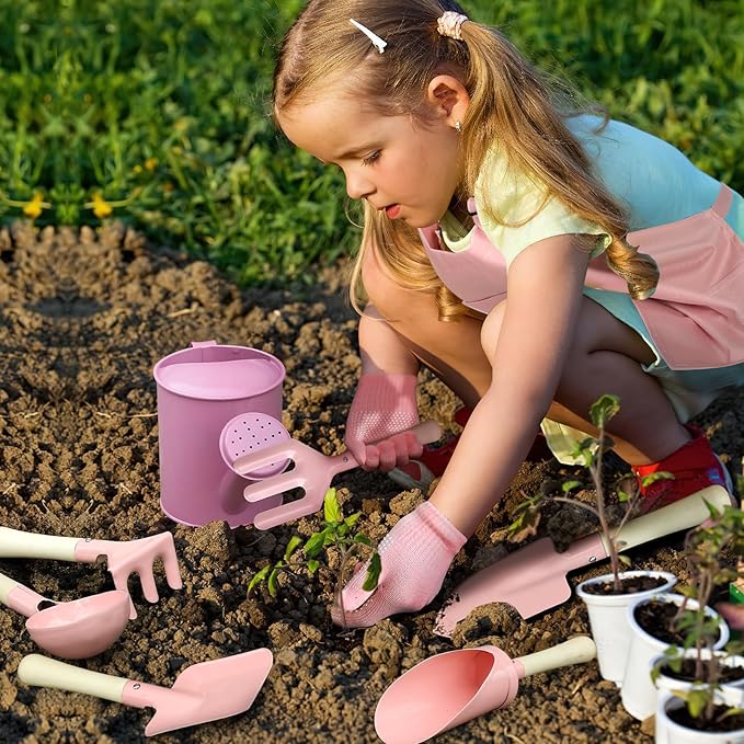 14-Piece Kids Gardening Tool Set with Tote Bag β Pink | STEM Educational Outdoor Garden Toys for Toddlers & Children