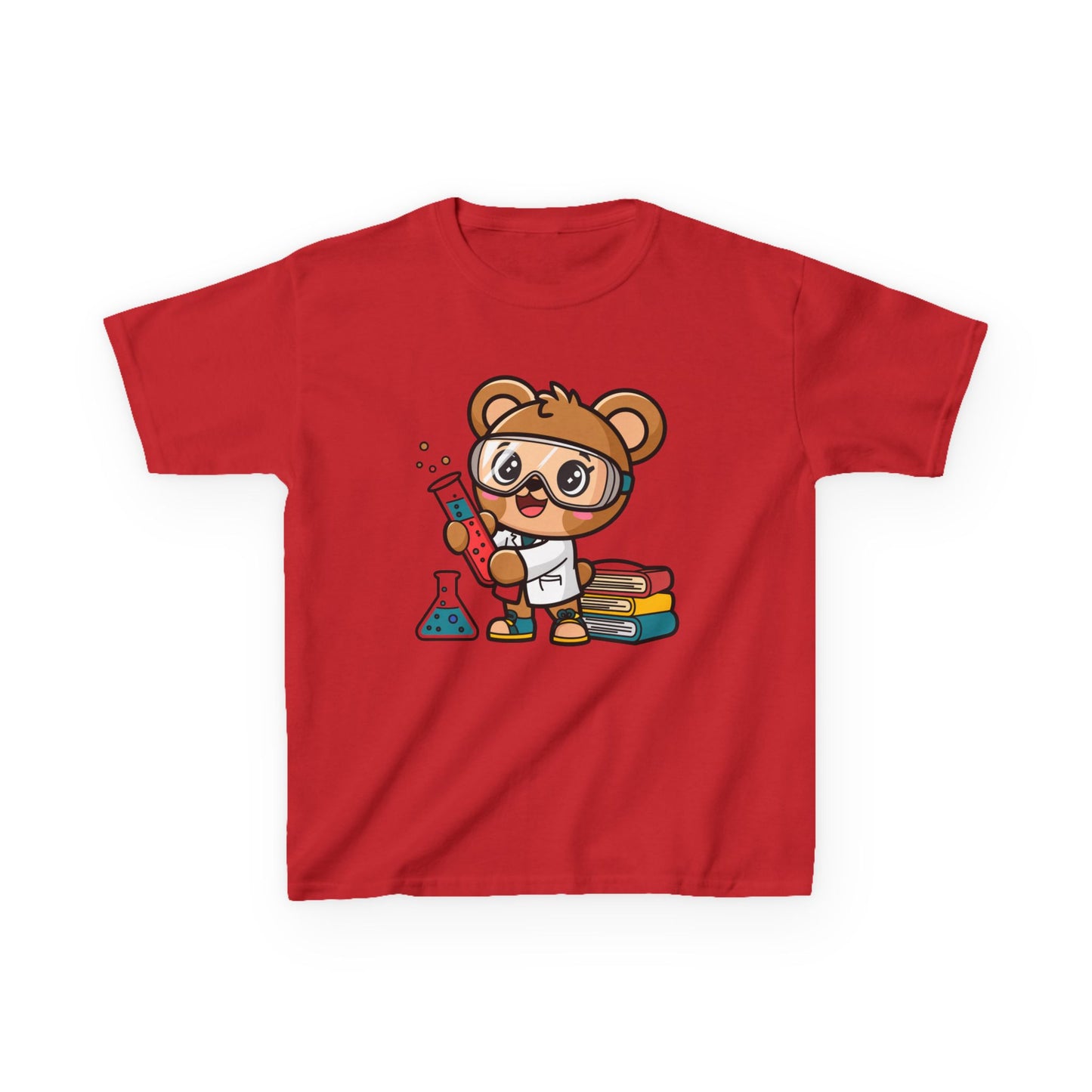 Cute Scientist Bear Kids T-Shirt - Kawaii Science Lab Tee for Boys & Girls - STEM Gift for Kids