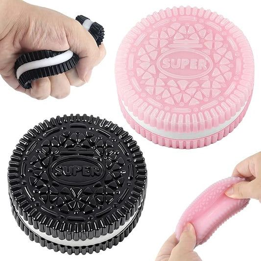 2-Pack Cookie Squishies Fidget Toys – Stress Relief Sensory Squeeze Toys for Kids & Adults | Autism, Anxiety, Birthday Gifts & Party Favors (Pink & Black)