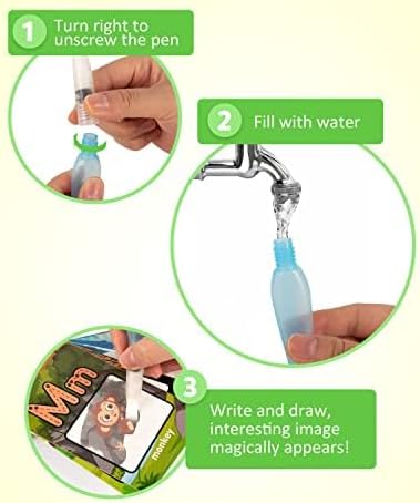 Alphabet Water Coloring Flashcards – 26 Reusable Aqua Painting ABC Cards with Water Pen | Educational Learning Toy for Toddlers Ages 3-5