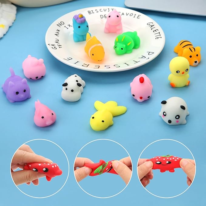 30-Pack Mochi Squishy Toys – Mini Kawaii Animal Stress Relief Toys for Kids, Party Favors, Goodie Bags & Classroom Prizes