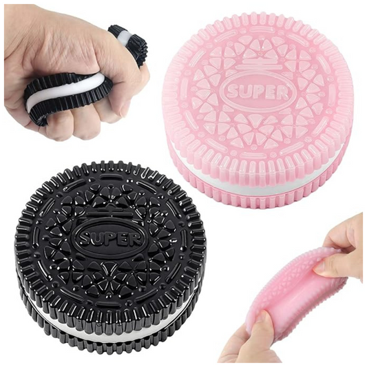 2-Pack Cookie Squishies Fidget Toys – Stress Relief Sensory Squeeze Toys for Kids & Adults | Autism, Anxiety, Birthday Gifts & Party Favors (Pink & Black)