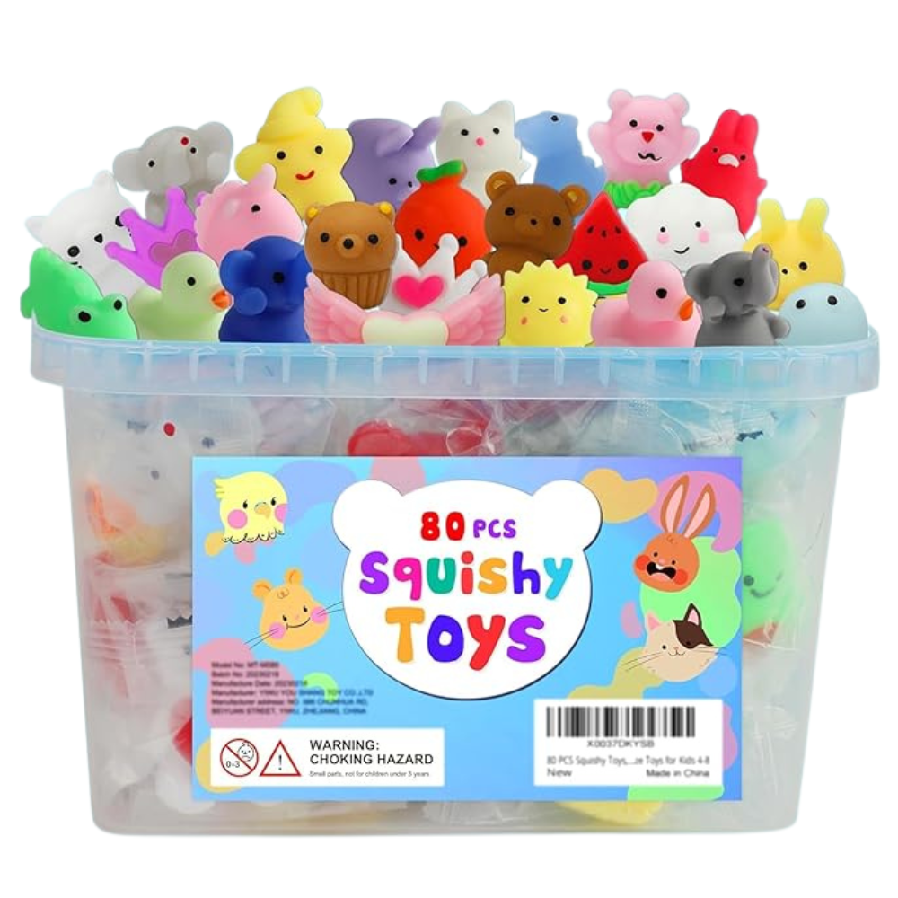 80PCS Mochi Squishy Toys for Kids – Kawaii Fidget Sensory Toy Bulk Party Favors | Birthday Gifts, Goodie Bag Fillers, Classroom Prizes, Stocking Stuffers (Ages 4-8)