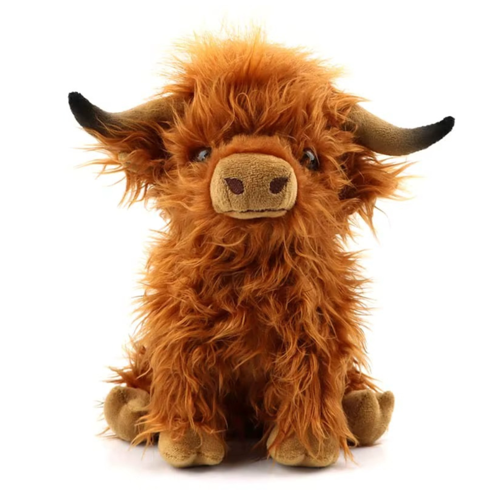 25cm Highland Cow Plush Toy – Realistic Fluffy Stuffed Animal Doll | Soft Kawaii Highland Cattle Plush for Kids, Baby Gifts &amp; Room Decor