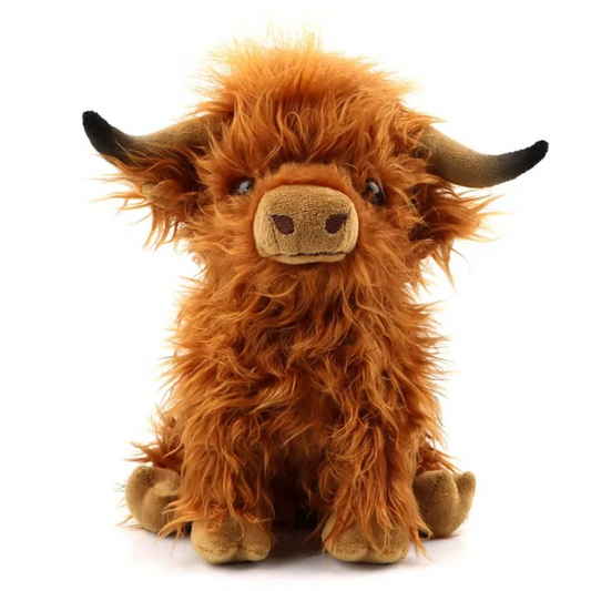 25cm Highland Cow Plush Toy – Realistic Fluffy Stuffed Animal Doll | Soft Kawaii Highland Cattle Plush for Kids, Baby Gifts &amp; Room Decor