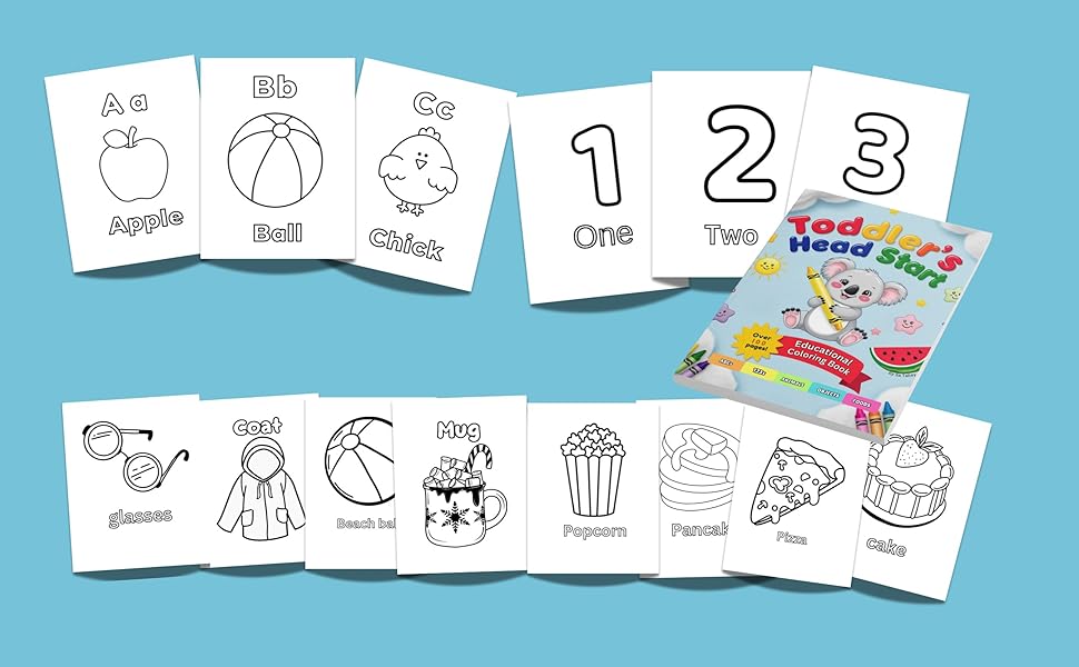 Toddler’s Head Start: Fun &amp; Educational Coloring Book for Kids Ages 1-4 | Learn ABCs, 123s, Animals, Objects, and Foods&nbsp